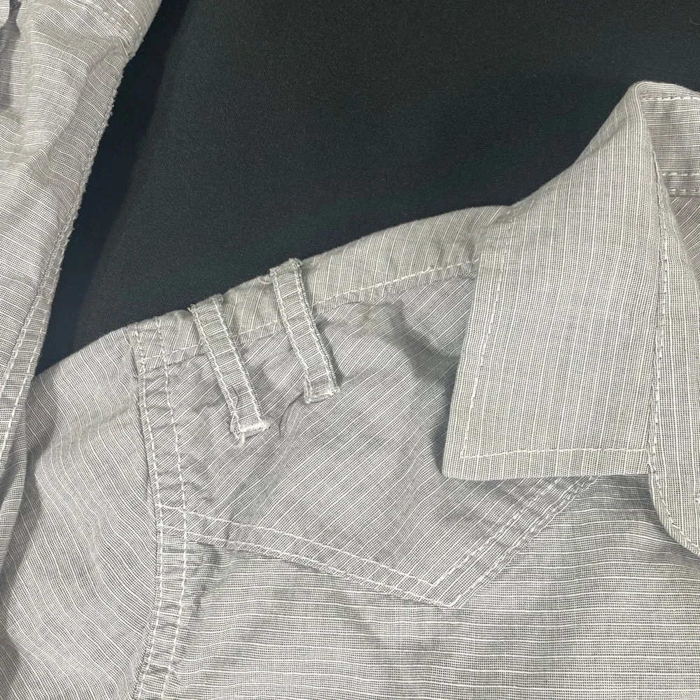 Américan Rag Cie Women Gray Striped Long Sleeve Button Up Shirt Size S - Picture 7 of 11